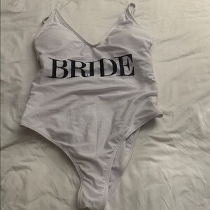 White 'BRIDE' One-Piece Swimsuit
